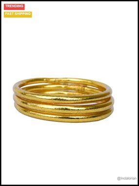 3-Piece Gold Plated Stacking Bangle Bracelet Set Waterproof